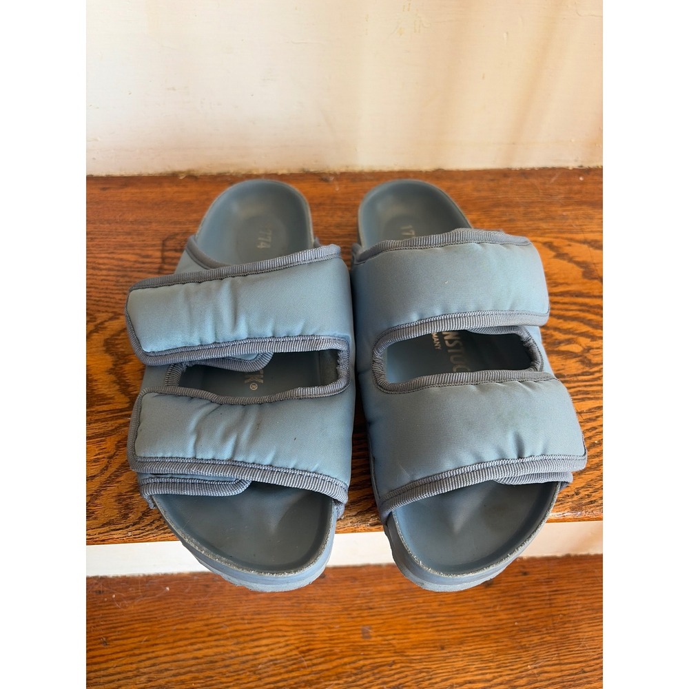 Birkenstock Arizona‎ Cosny 1774 Blue Grey Padded Quilted Slide Sandals Size 7